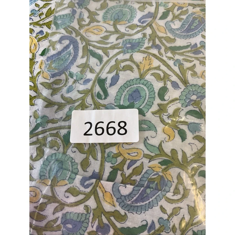 Pottery Barn Shower Curtain Paisley Floral Blue Yellow LIght Cotton 72x72 Rare